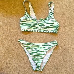 Romwe green zebra print bikini